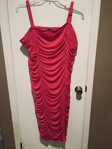 Vestido ajustado fruncido de malla midi tórrido rosa 3 3X 22/24 Barbiecore Club Fiesta - Imagen 1 de 12