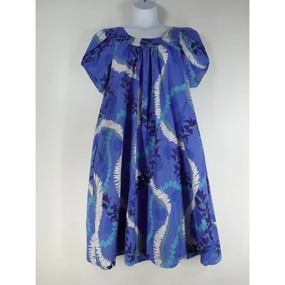  Vestido Hawaiano Hilo Hattie Mujer 2XL Azul Lei Estampado Flor Muumuu Midi Luau Foto 1 de 4