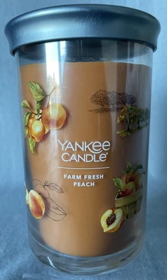 Yankee Candle FARM FRESH PEACH Two Wick Large Signature Candle, 20 oz RETIRED - Image 1 of 4