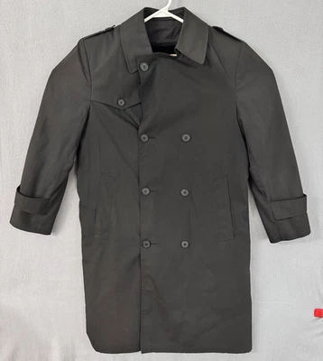 Gabardina negra forrada de lana Botany 500 vintage para hombre talla 36S larga de negocios Foto 1 de 4