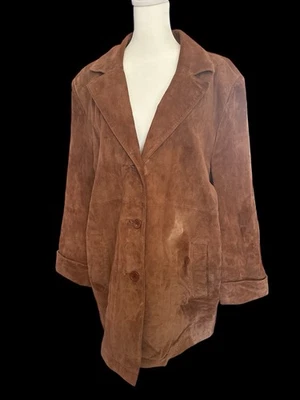 Terry Lewis Classic Luxuries Women’s Brown Suede Leather Blazer Jacket Coat - Image 1 of 4