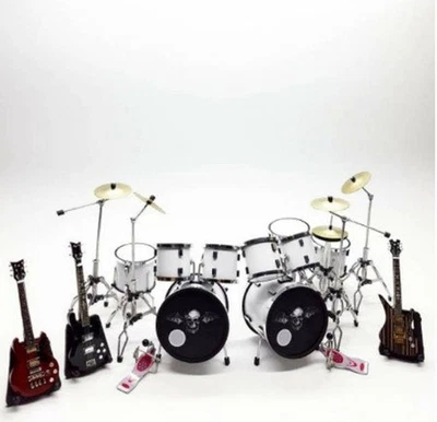 1/12 Miniature Double Bass Drum PDP Style White + 3 Guitars – Display Gift Set - Image 1 of 4