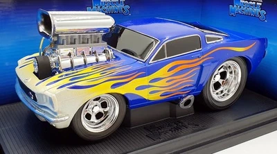 Muscle Machine 1/18 Scale Diecast 61189 - 1966 Ford Mustang - Blue with Flame - Image 1 of 4