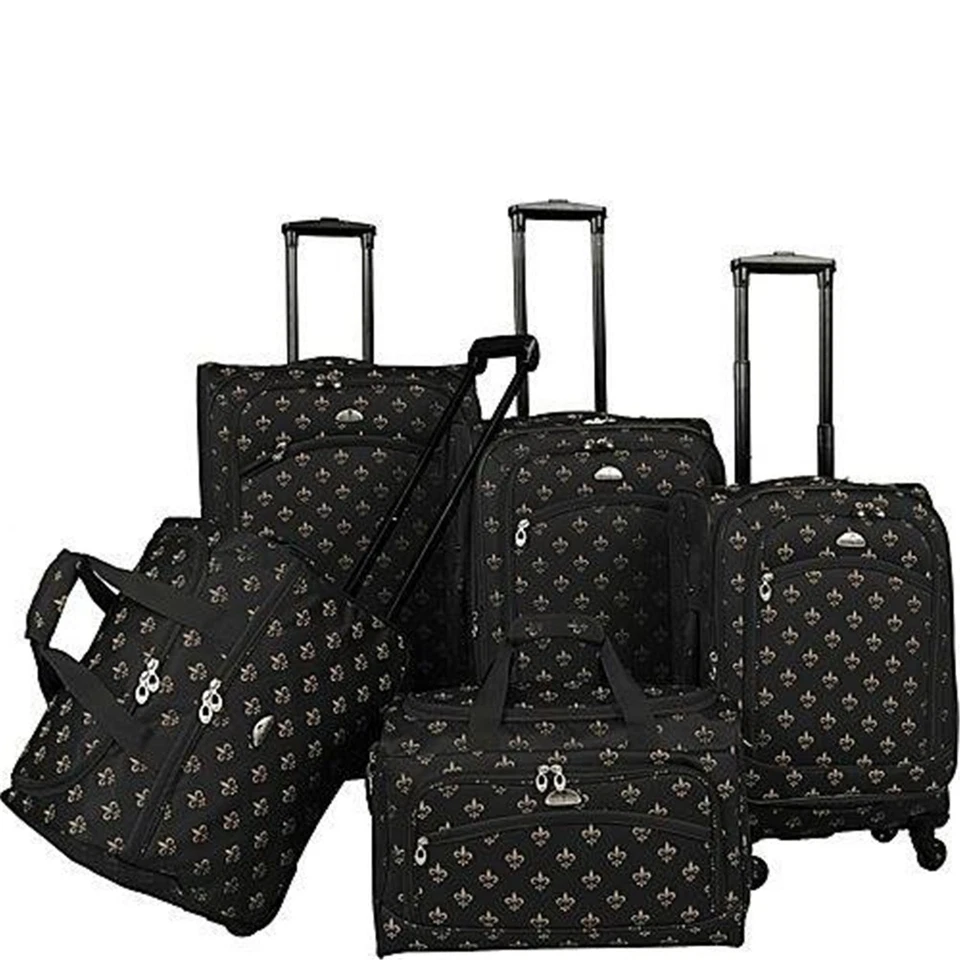 American Flyer Fleur de Lis 5-Piece Spinner Luggage Set Black Luggage Set 5 Pc - Image 1 of 1