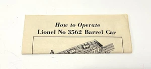 Nachkriegs Lionel 3562 Betrieb Fasswagen Anleitungsblatt 1964 C8 - Bild 1 von 5