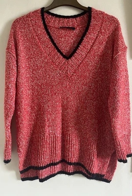 Marks & Spencer Long Sleeve Red Mix Knit Jumper  Pullover Size M UK 12 - 14 - Image 1 of 4