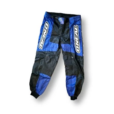 Calça masculina de corrida de motocross O’Neal Elements tamanho 34 com Kevlar preta azul prata - Imagem 1 de 4