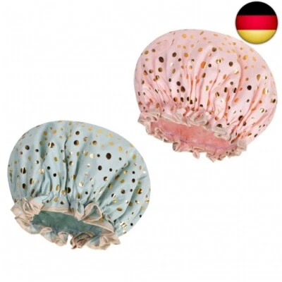 Satin Duschhaube, 2 Stück Wasserdichte Elastische Shower Cap, Wiederverwendbare - Bild 1 von 4