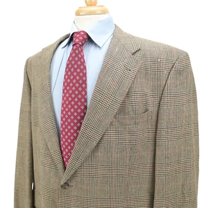 VTG Burberrys Light Brown Glen Plaid Check Blazer Sport Jacket 46R - Picture 1 of 20