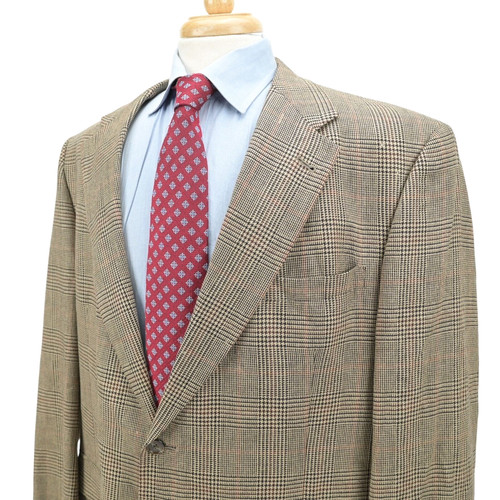 Giacca sportiva blazer vintage Burberrys marrone chiaro Glen a quadri check 46R