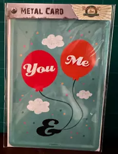 You and Me Balloons Greeting Card Metal Nostalgic Art 10x14cm Postcard Embossed - Picture 1 of 1