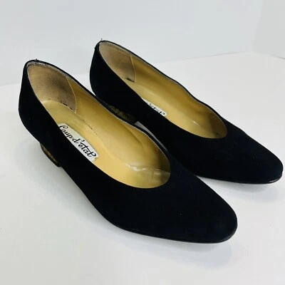 Coup d'etat Heels Womans Size 6 B Suede Black Indigo Dress Shoes Leopard Print - Image 1 of 4