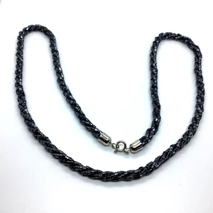Twin strand black beads necklace vintage Unsigned - Foto 1 di 5