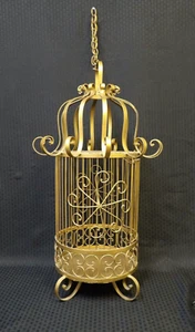 Fancy Metal Wire Birdcage 30" hang or stand "Gold" Rustic Victorian Style VTG - Picture 1 of 10