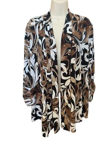 Dressbarn Blazer Jacket Open Front Woman's Plus Size 3X Floral Leaf Print Career - Picture 1 of 8