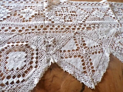 Linge ancien Bas de rideau lin  dentelle ecrue - Photo 1/4
