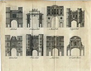 GENGLEMAN'S MAGAZINE; 8 GATES OF LONDON;original 1750 w/copy of text about gates - Picture 1 of 1