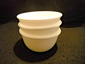 Corning Ware White Set of 3 Rice / Ice Cream / Dessert Bowls 4 1/2" across rim - Picture 1 of 3