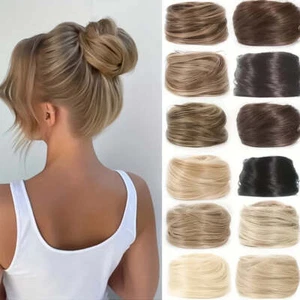Wig Elastic Band Straight Wig Hair Loop Female Simulated Hair Fluffy Natural Bun - Picture 1 of 22