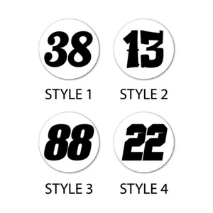 Vintage Look Meatball Race Car Numbers Vinyl Decals (2x) Laminated Weather Proof - Picture 1 of 7