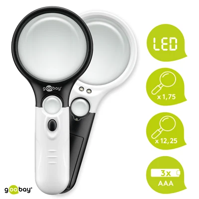 LED Lupe Leselupe mit Licht Beleuchtung 12-fach Vergrößerungsglas Juwelierlupe  - Bild 1 von 4