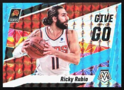 2019-20 Panini Mosaic Ricky Rubio Give and Go Blue Fluorescent Prizm /15 #12 - Image 1 of 2