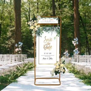 Gold Wedding Rectangle Easel Rack Sign Poster Stand Metal Display Stand 150CM - Picture 1 of 12
