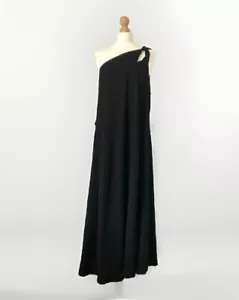 M&S Size 24 One Shoulder Black Cotton Dress - Picture 1 of 2