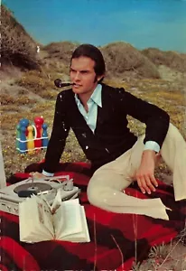 Handsome Italian Man w Pipe Music Bocce Blanket Photo Vintage Postcard 1 - Picture 1 of 2