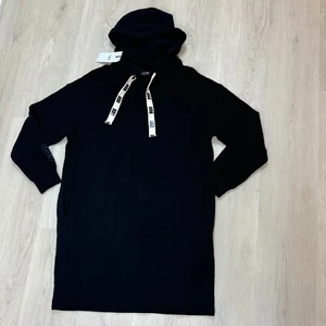 UGG Aderyn Hoodie Dress Womens XS Black Oversized Fleece Pockets Cotton - Picture 1 of 4