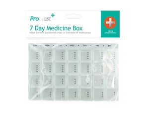 Caja de pastillas de plástico para 7 días ProPlast 28 compartimentos almacenamiento medicamentos ayuda - Imagen 1 de 5