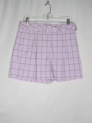WORTHINGTON PURPLE W/BLK & WHT PLEAT FRONT BELTED 5" INSEAM SHORTS SZ 6 #Y996 - Image 1 of 2