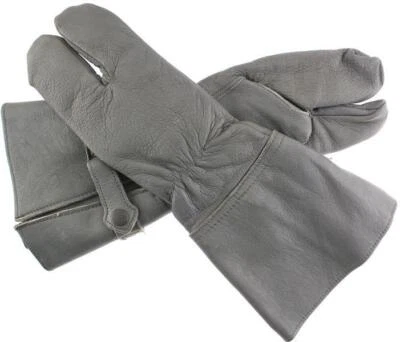 German Military Cycle Leather Gloves 2 - Finger Germany Medium Med M Gauntlet - Image 1 of 4
