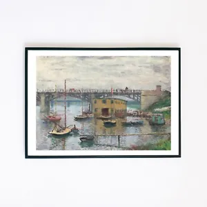 1875 Bridge Argenteuil Vintage Painting Illustration 7x5 Wall Decor Art Print  - Picture 1 of 2