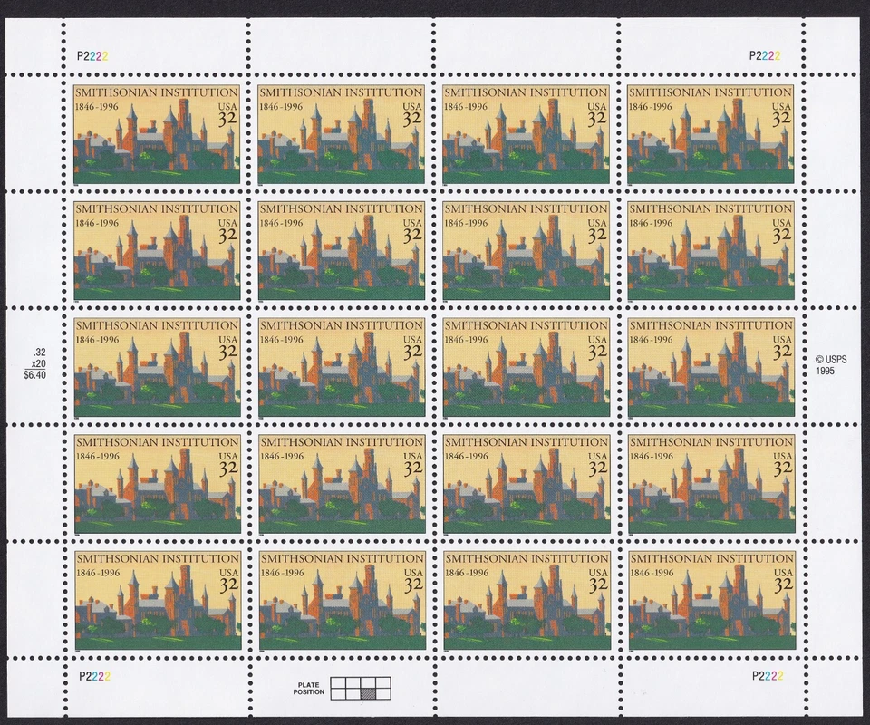 Scott #3059 32c Smithsonian Institution Complete Sheet of 20 Stamps - MNH - Image 1 of 1