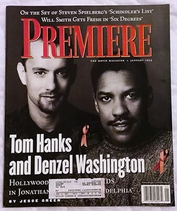 PREMIERE Magazine - January 1994 Tom Hanks and Denzal Washington in Philadelphia - Picture 1 of 1