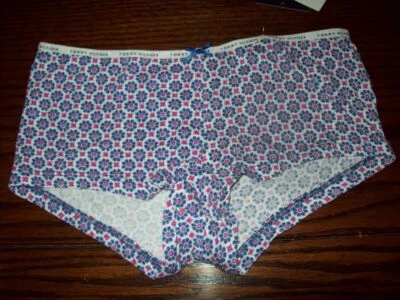 NWT TOMMY HILFIGER LOGO COTTON LYCRA BOYSHORT PANTIES RH17T011 VICKY FOULARD S - Image 1 of 2