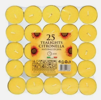 Citronella Tealights Candles 25pcs Fly Insect Mosquito Repellent Anti Bug Candle - Image 1 of 4