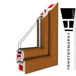 Fenster Golden Oak - 1 flügelig Dreh-Kipp PVC Fenster Golden Oak/weiß Kunststoff - Bild 1 von 10