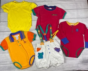 Vintage 1990’s Gymboree Rainbow Tag Lot Of 5 Infant XS Color Block Bubble Shorts - Picture 1 of 24