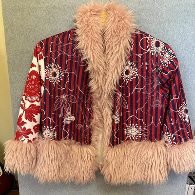 Chaqueta para mujer manga larga estampado floral piel sintética boho talla L/XL Foto 1 de 4