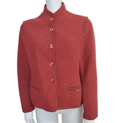 Chaqueta Suéter GEIGER Austria Mujer Lana Hervida Roja/Gris Talla 38 EUR Se Ajusta a 6/S Foto 1 de 4
