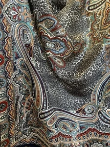 Vintage Paisley Wrap 34x33 – Boho Chic Shawl – Multicolor Statement Scarf #A5 - Picture 1 of 4