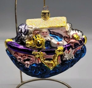 Arca de Noé Adorno de Navidad de Vidrio Soplado 1999 Susan Torrence Designs 5" de Ancho - Imagen 1 de 8