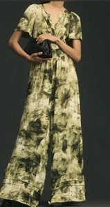 Anthropologie The Somerset Jumpsuit Size Large Green Tie Dye Look - Picture 1 of 13