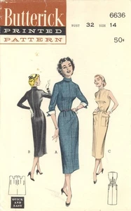 Butterick 6636 Quick 'n Easy Wiggle Dress w No Side Seams Sz 14 CUT COMPLETE - Picture 1 of 6