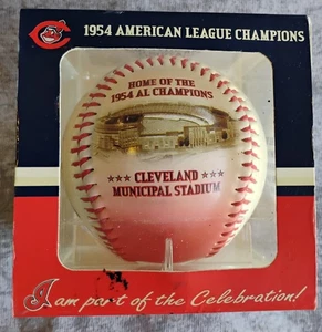 Cleveland Indians 1954 American League Champs Baseball In Case 50th Anniversary - Picture 1 of 6