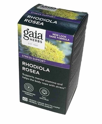 Suplemento herbal Gaia Herbs Rhodiola Rosea 60 cápsulas caducado 02/2027+ Foto 1 de 3