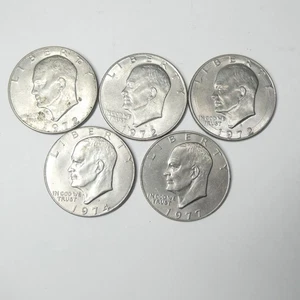 5 Eisenhower Dollars US Coins 1972 1974 1977 Lot Ike - Picture 1 of 5