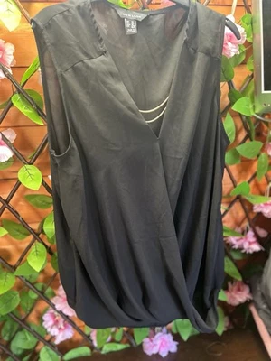 New Look Black Cami With Gold Chain  Ruffle Style  Size Uk 14 - Image 1 of 4